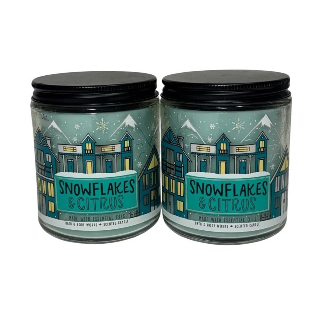 Lot 2 White Barn Bath & Body Works Snowflakes & Citrus 7oz White Barn Candles